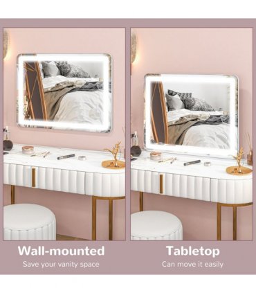 HOMCOM Vanity Mirror with Lights, 10X Magnifying, USB Charging Port, White