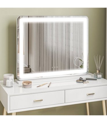 HOMCOM Vanity Mirror with Lights, 10X Magnifying, USB Charging Port, White