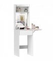 HOMCOM Compact Dressing Table with Lighted Mirror Open Shelves Drawer White