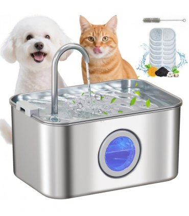 PawHut 3.2L Cat Water Fountain for Drinking Stainless Steel Ultra-Silent