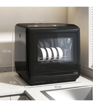 HOMCOM Countertop Dishwasher with Dual Water Supply and 6 Programs, Black