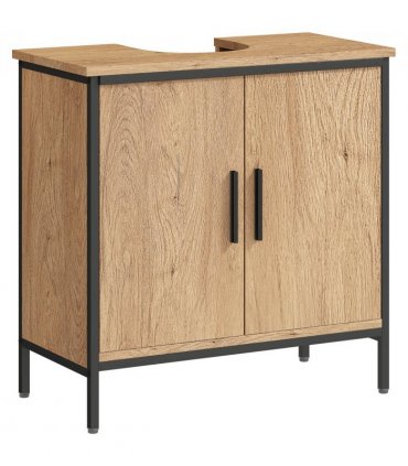 HOMCOM Under Sink Cabinet with Doors for Basin without or with Pedestal Oak