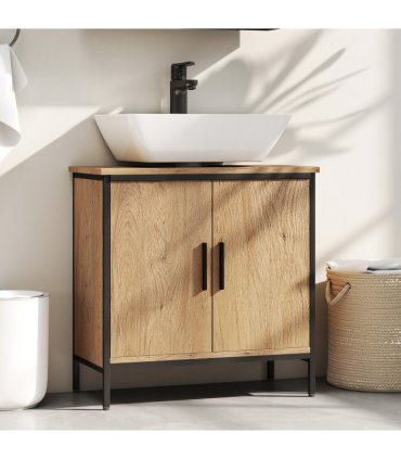 HOMCOM Under Sink Cabinet with Doors for Basin without or with Pedestal Oak