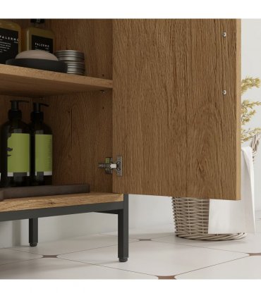HOMCOM Under Sink Cabinet with Doors for Basin without or with Pedestal Oak