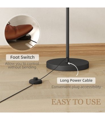 HOMCOM LED Floor Lamp with Dimmable Colours Temperature & Brightness, Black