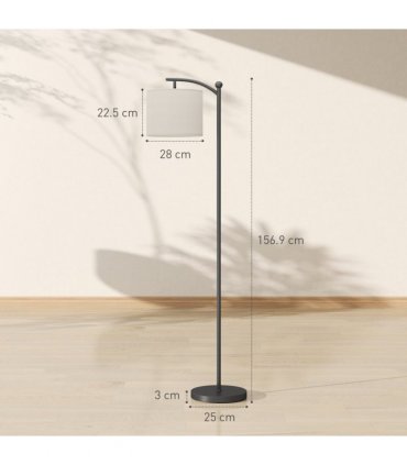 HOMCOM LED Floor Lamp with Dimmable Colours Temperature & Brightness, Black