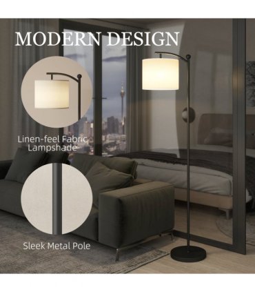 HOMCOM LED Floor Lamp with Dimmable Colours Temperature & Brightness, Black