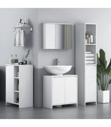HOMCOM Freestanding Under Sink Cabinet with 2 Doors and Shelf, White