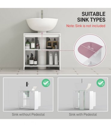 HOMCOM Freestanding Under Sink Cabinet with 2 Doors and Shelf, White