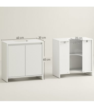 HOMCOM Freestanding Under Sink Cabinet with 2 Doors and Shelf, White