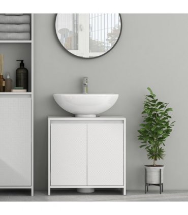 HOMCOM Freestanding Under Sink Cabinet with 2 Doors and Shelf, White