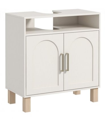 HOMCOM Under Sink Bathroom Cabinet for Basin without Pedestal, Cream White
