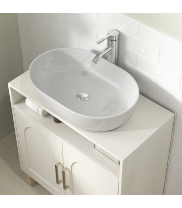 HOMCOM Under Sink Bathroom Cabinet for Basin without Pedestal, Cream White