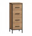 HOMCOM Narrow Bathroom Storage Cabinet with 4 Drawers for Small Spaces, Oak