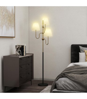HOMCOM 3-Light Floor Lamp, 165 cm Tall Standing Lamp with Foot Switch