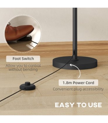 HOMCOM 3-Light Floor Lamp, 165 cm Tall Standing Lamp with Foot Switch