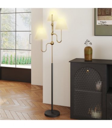 HOMCOM 3-Light Floor Lamp, 165 cm Tall Standing Lamp with Foot Switch