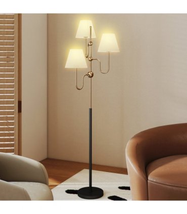 HOMCOM 3-Light Floor Lamp, 165 cm Tall Standing Lamp with Foot Switch