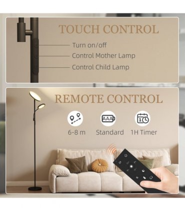 HOMCOM Floor Lamp for Living Room, Standing Lamp with 4 Scene Modes, Black