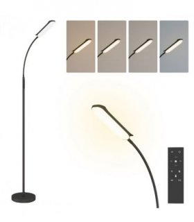 HOMCOM LED Floor Lamp for Living Room with Magnetic Remote Control, Black