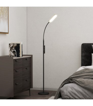 HOMCOM LED Floor Lamp for Living Room with Magnetic Remote Control, Black
