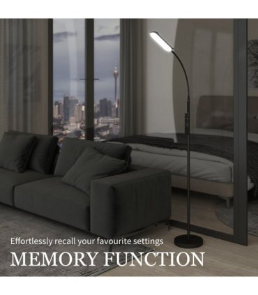 HOMCOM LED Floor Lamp for Living Room with Magnetic Remote Control, Black