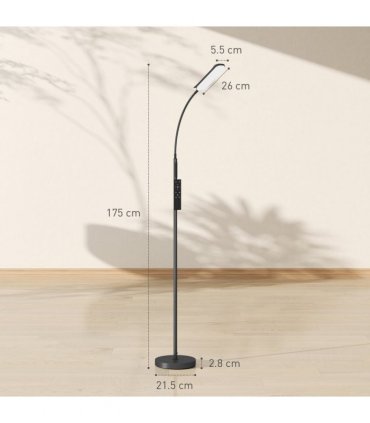 HOMCOM LED Floor Lamp for Living Room with Magnetic Remote Control, Black