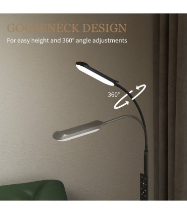 HOMCOM LED Floor Lamp for Living Room with Magnetic Remote Control, Black