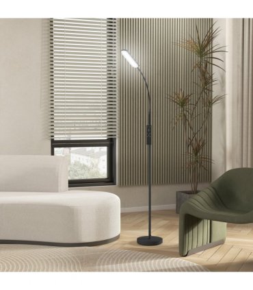 HOMCOM LED Floor Lamp for Living Room with Magnetic Remote Control, Black