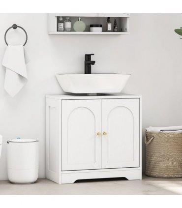 HOMCOM Modern Under Sink Cabinet for Basin without or with Pedestal, White