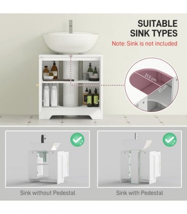 HOMCOM Modern Under Sink Cabinet for Basin without or with Pedestal, White