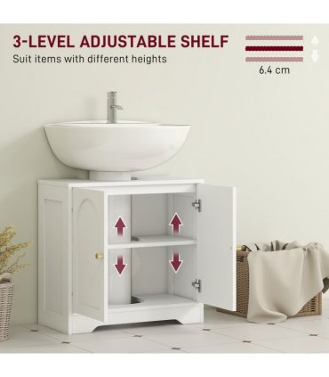 HOMCOM Modern Under Sink Cabinet for Basin without or with Pedestal, White