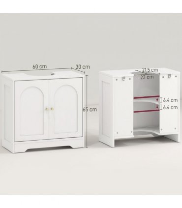 HOMCOM Modern Under Sink Cabinet for Basin without or with Pedestal, White
