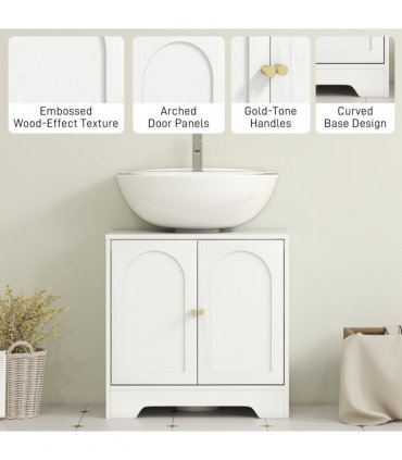HOMCOM Modern Under Sink Cabinet for Basin without or with Pedestal, White