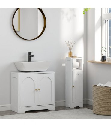 HOMCOM Modern Under Sink Cabinet for Basin without or with Pedestal, White