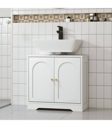 HOMCOM Modern Under Sink Cabinet for Basin without or with Pedestal, White