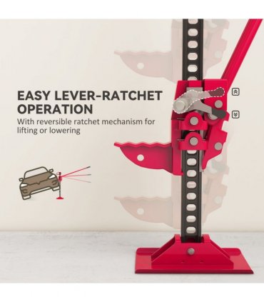 HOMCOM 33" 3 Tonne High Lift Farm Jack for 4x4 Tractors Trucks, Red