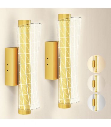 HOMCOM Led Wall Lamp 2 Pack, Modern Indoor Geometric Wall Light, Gold Tone