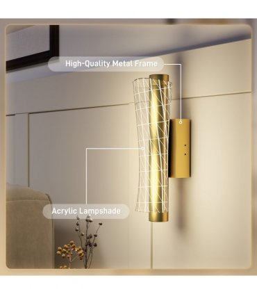 HOMCOM Led Wall Lamp 2 Pack, Modern Indoor Geometric Wall Light, Gold Tone