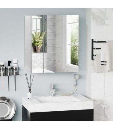 kleankin Bathroom Mirror Cabinet Wall Mount Storage organiser w/ Door, White