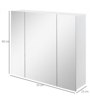 kleankin Bathroom Mirror Cabinet Wall Mount Storage organiser w/ Door, White