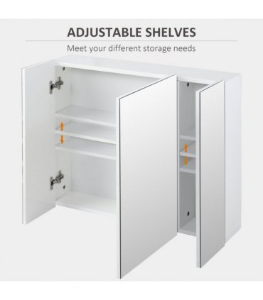 kleankin Bathroom Mirror Cabinet Wall Mount Storage organiser w/ Door, White