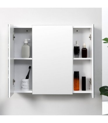 kleankin Bathroom Mirror Cabinet Wall Mount Storage organiser w/ Door, White