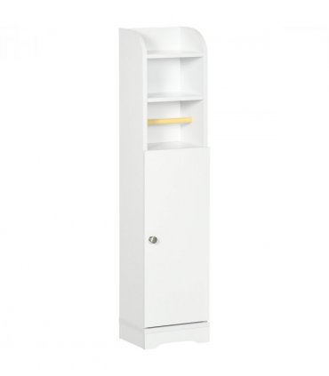 kleankin Freestanding Bathroom Storage Unit with Adjustable Shelf, White