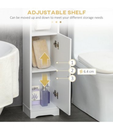 kleankin Freestanding Bathroom Storage Unit with Adjustable Shelf, White