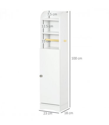 kleankin Freestanding Bathroom Storage Unit with Adjustable Shelf, White