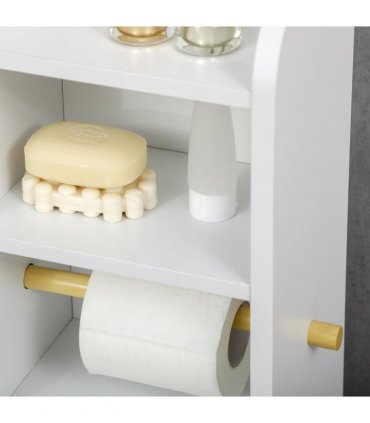 kleankin Freestanding Bathroom Storage Unit with Adjustable Shelf, White