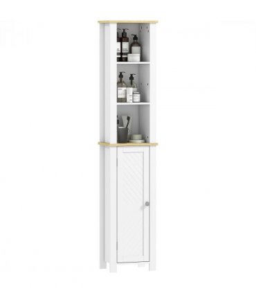 kleankin Slim Bathroom Storage Unit with Open Compartment, White