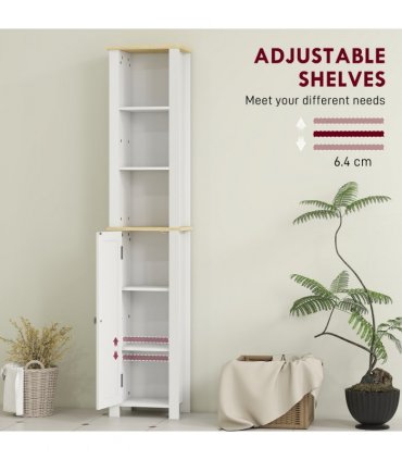 kleankin Slim Bathroom Storage Unit with Open Compartment, White