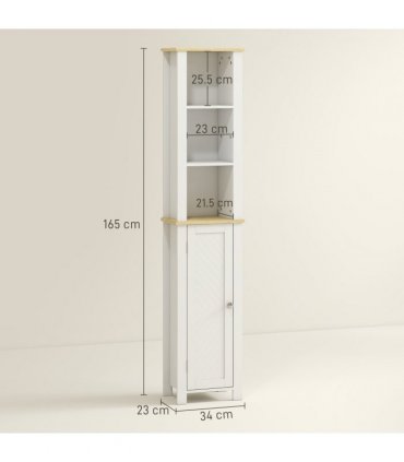 kleankin Slim Bathroom Storage Unit with Open Compartment, White